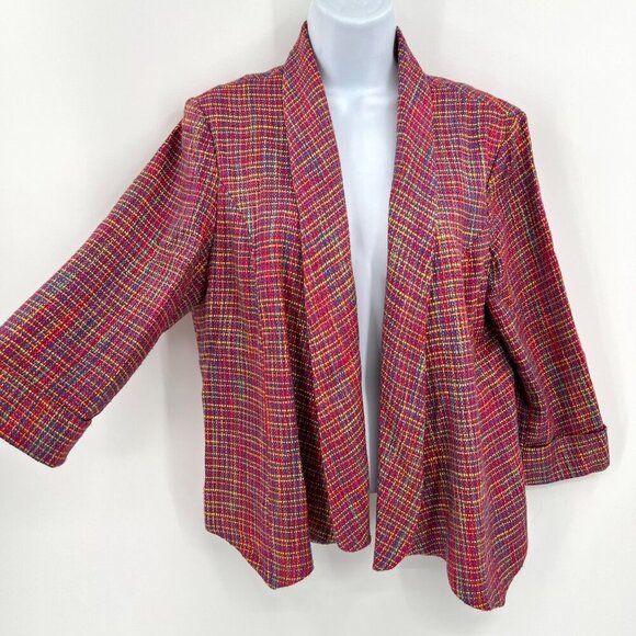 Alberto Makali Womens Multicolor Open Front Jacket L 100% Rayon‎ - Picture 1 of 7